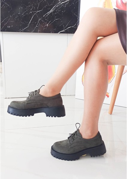 Haki Renk Süet Taban Kadın Loafer Ayakkabı fırsatları