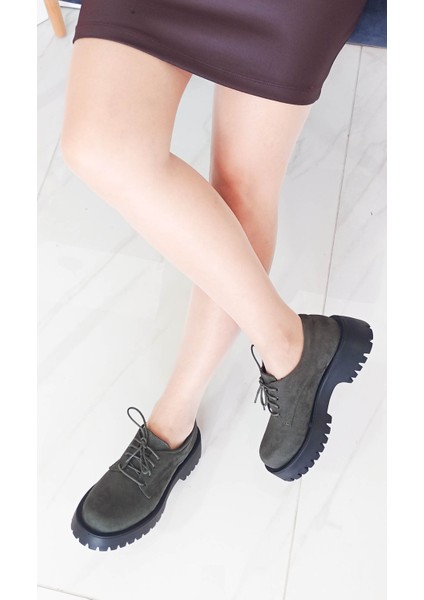 Haki Renk Süet Taban Kadın Loafer Ayakkabı indirimleri