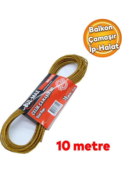 Balkon Çamaşır Kurutma Halat Halatı BMX-3712 Kupeşte Asma Çelik Çamaşır Ipi 10 Metre