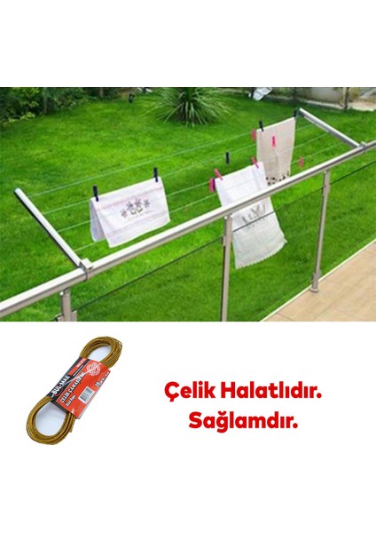 Balkon Çamaşır Kurutma Halat Halatı BMX-3712 Kupeşte Asma Çelik Çamaşır Ipi 10 Metre
