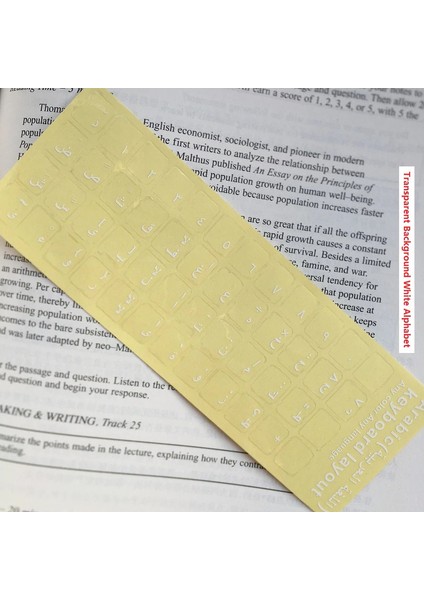 Arapça Klavye Etiketi Şeffaf Arka Keyboard Sticker Arabic Transparent