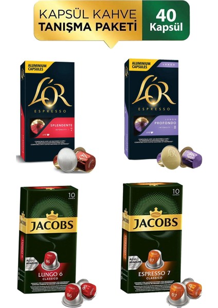 Jacobs ve L'or Kapsül Kahve Tanışma Paketi 10 x 4 Paket fiyatları