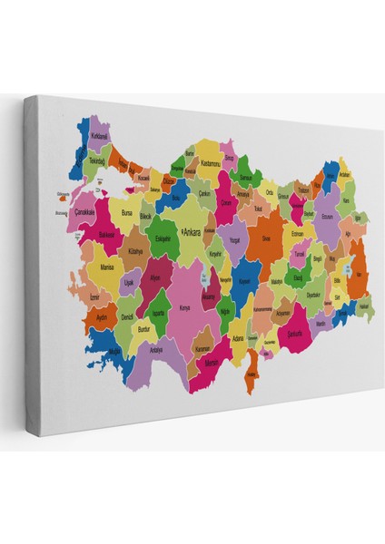 Türkiye Haritası Kanvas Tablo Eğitici ve Öretici Dekoratif Tablo Tablo 3120