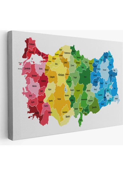 Türkiye Haritası Kanvas Tablo Eğitici ve Öretici Dekoratif Tablo Tablo 3133