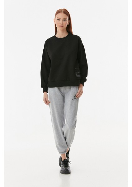 Yazılı Bisiklet Yaka Sweatshirt
