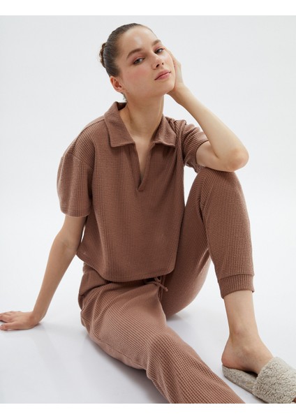 Jogger Eşofman Altı Beli Lastikli Dokulu