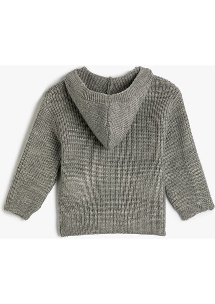 Kapşonlu Örgü Hırka Düğme Kapamalı Cep Detaylı fiyatları