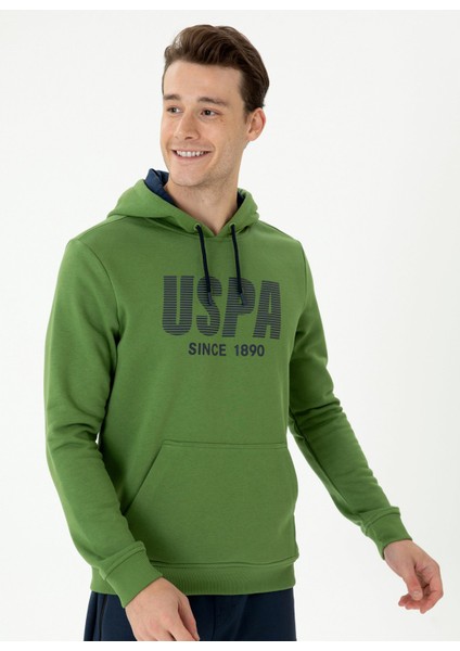 Kapüşon Yaka Yeşil Erkek Sweatshirt Calın
