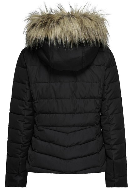Siyah Kadın Mont Onlellan Quılted Hood Jacket cc Otw indirimleri