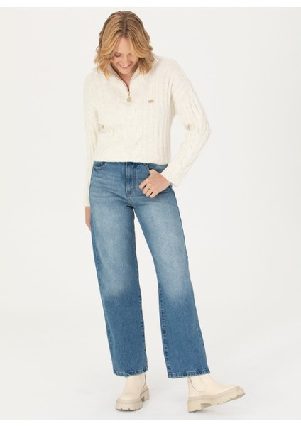 Bisiklet Yaka Comfort Fit Krem Kazak Kadın NEMO-SK23 fırsatları