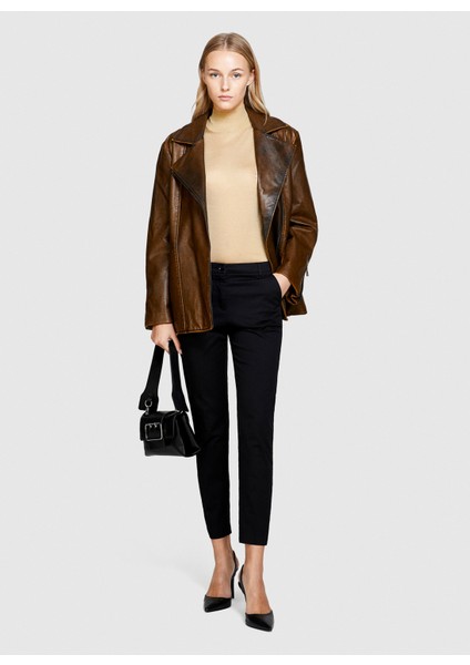 Yüksek Bel Slim Fit Siyah Kadın Pantolon 4BYW55AH6