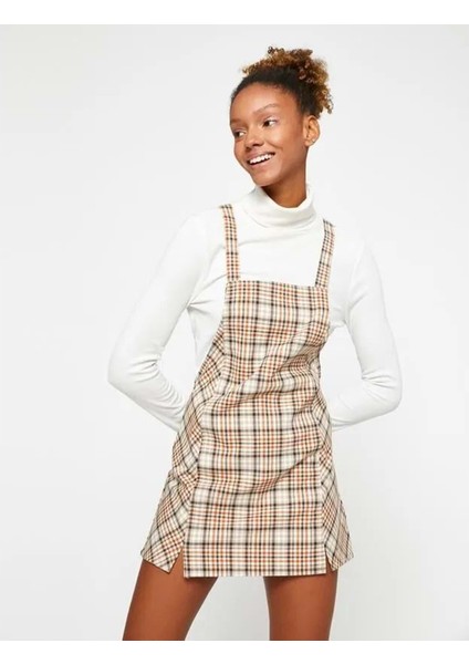 Kadın Giyim Elbise - Koton - 4WAL80010IW - Kahverengi Ekose - 36