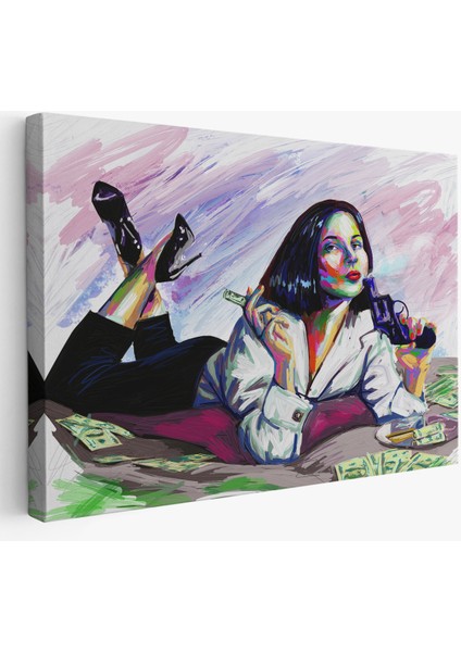 Silahlı Gangster Kız Pop Art Dekoratif Duvar TABLOSU-3530