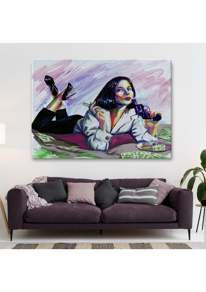 Silahlı Gangster Kız Pop Art Dekoratif Duvar TABLOSU-3530