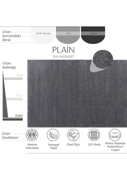 Plain Antrasit Salon Halısı Yumuşak Çocuk Odası Halısı Kesme Yolluk Koridor Halı Dokuma Büyük Halı fiyatları