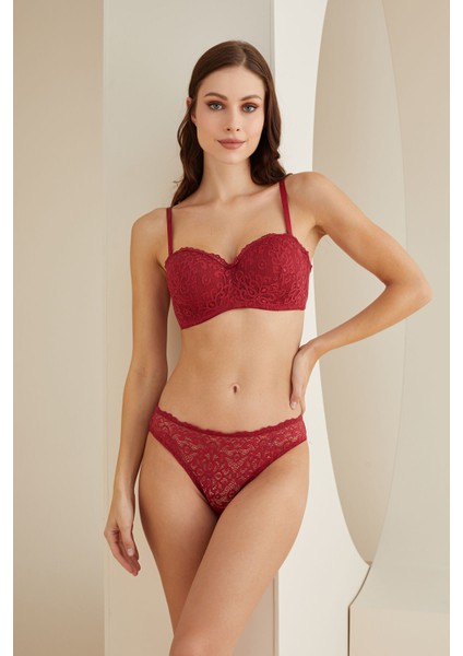 Bordo Desteksiz Sütyen Külot Takım fiyatları