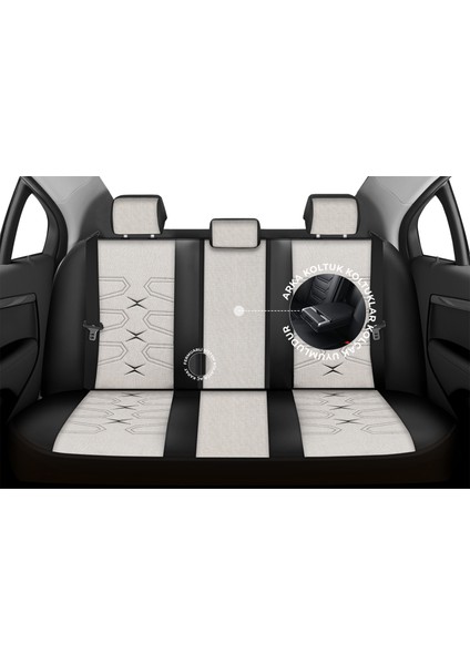 Fa Serisi - Chevrolet Captiva ile Uyumlu Koltuk Kılıfı, Keten / Kemik Beyazı Melanj fiyatları