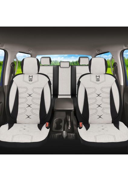 Fa Serisi - Citroen C4 ile Uyumlu Koltuk Kılıfı, Keten / Kemik Beyazı Melanj modelleri