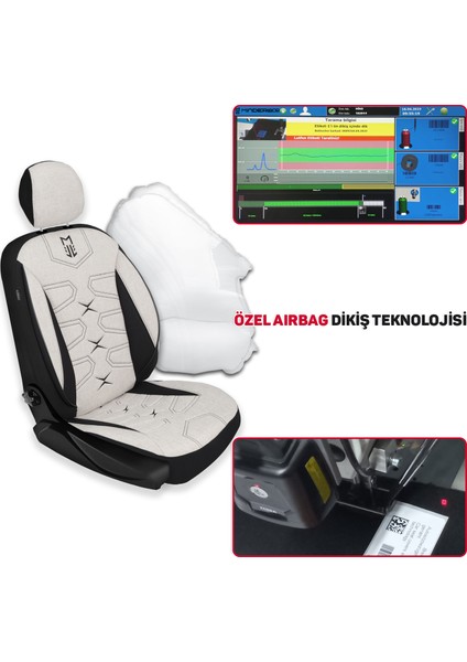 Fa Serisi - Citroen C4 ile Uyumlu Koltuk Kılıfı, Keten / Kemik Beyazı Melanj fırsatları