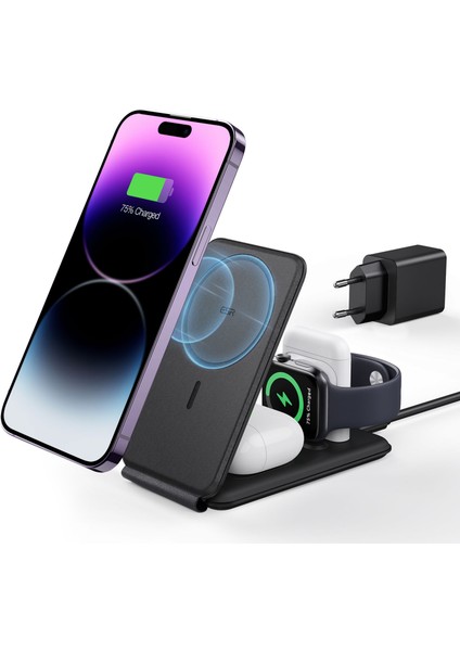 3'ü 1 Arada Şarj Istasyonu Apple Watch + Iphone + Apple Akıllı Saat Magsafe Mfm Lisanslıdır
