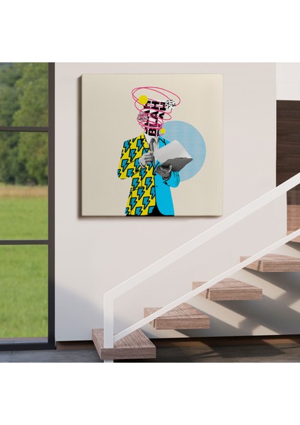 Çizgi Roman Kahramanı Kahvesini Yudumluyor Pop Art Kanvas TABLO-5800