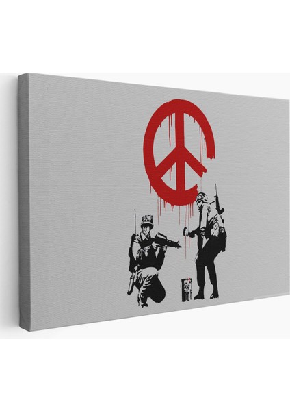 Bansky, Barış Işareti Yapan Askerler Kanvas TABLOSU-5109