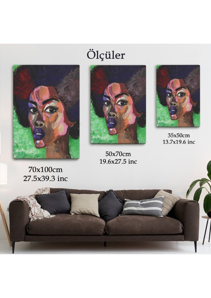 Afrikalı Kadın Portresi Pop Art Duvar TABLOSU-6004