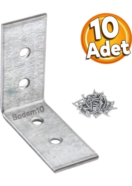 Mobilya Köşe Bağlantı Sabitleme L Demir Deprem Dolap Duvar Birleştirme Gönye 45X45X20 mm (10 Adet)