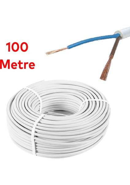 Ttr Çok Telli Elektrik Kablosu Topraksız Bakır Iletken Damarlı Beyaz Kablo 2x0.75 100 Metre modelleri
