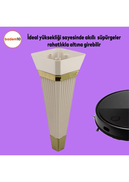 Alcazar Lüks Mobilya Kanepe Sehpa Tv Ünitesi Koltuk Ayağı Baza Ayakları 15 Cm Krem Altın indirimleri