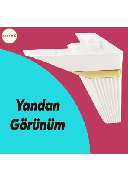 Alcazar Köşe Lüks Mobilya Kanepe Sehpa Tv Ünitesi Koltuk Ayağı Baza Ayakları 12 Cm Beyaz Altın modelleri