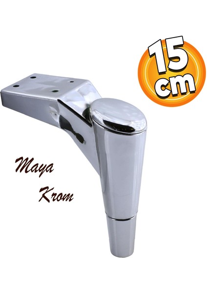 Maya Lüks Mobilya Kanepe Sehpa Tv Ünitesi Koltuk Ayağı 15 Cm Krom Baza Ayakları