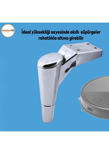Maya Lüks Mobilya Kanepe Sehpa Tv Ünitesi Koltuk Ayağı 15 Cm Krom Baza Ayakları
