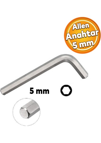 Eltos Allen Alyan Anahtar 5 mm Altıgen Vida Somun Sıkma Sökme ECA005