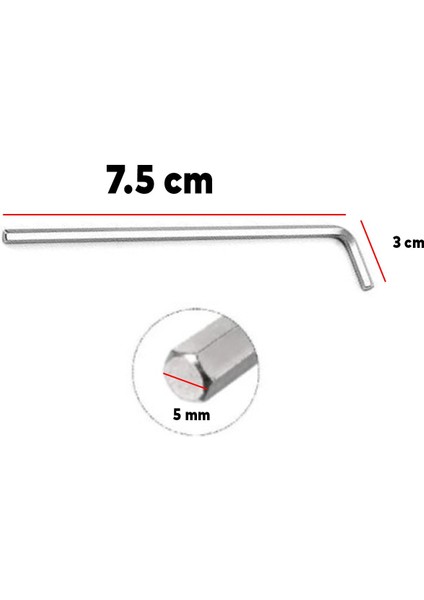 Eltos Allen Alyan Anahtar 5 mm Altıgen Vida Somun Sıkma Sökme ECA005