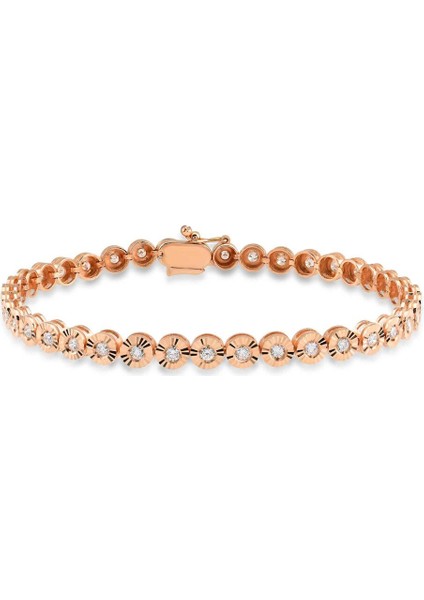 1.32 Karat Pırlanta Suyolu Rose Bileklik
