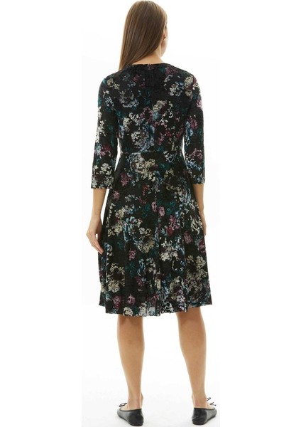 V Yaka Truvakar Kol Desenli Kadife Elbise indirimleri