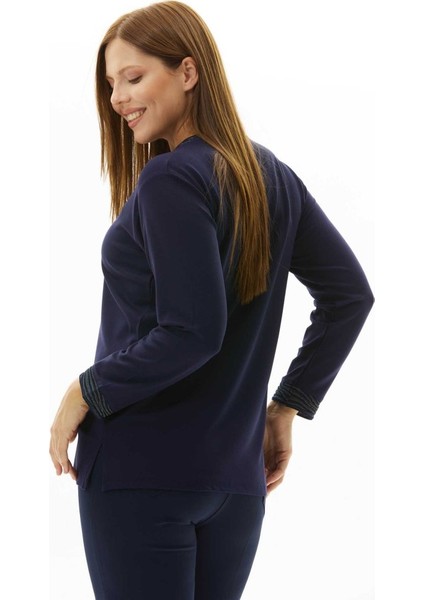 Büyük Beden Renkli Ribanalı Uzun Kol Bluz modelleri