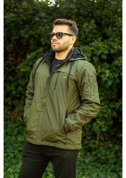 Erkek Haki Suya Dayanıklı Rüzgar Geçirmez Çıkarılabilir Kapüşonlu Balıkçı Motorcu Mont 23EMNTR860 indirimleri