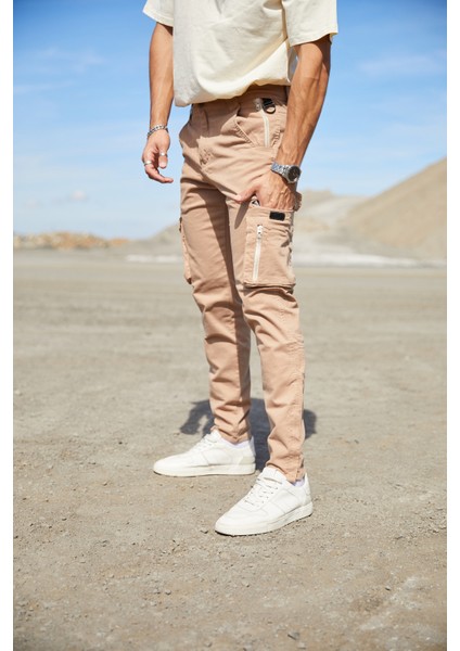 Yeni Sezon Kargo Pantolon Fermuarlı Cebli Likralı