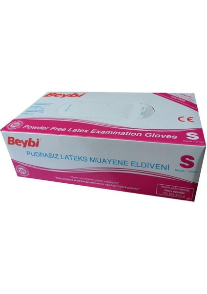 Beybi - Muayene Eldiveni Pudrasız Lateks Small 100LÜ Paket