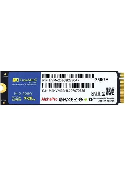 256 GB Twınmos M.2 Pcıe Nvme 3600/3250 NVME256GB2280AP