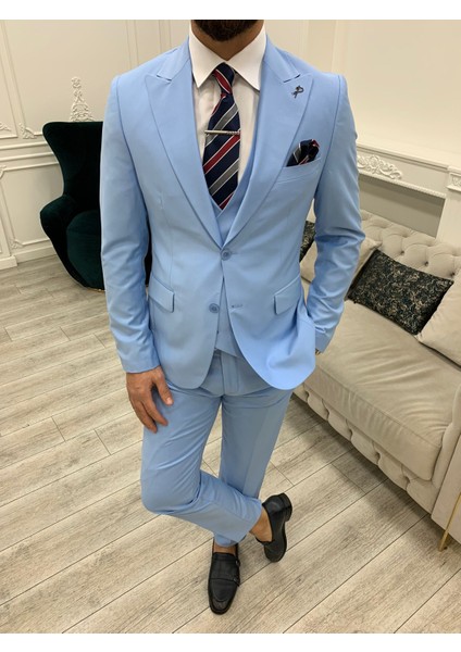 Erkek Takım Elbise Kırlangıç Yaka Italyan Kesim Slim Fit Ceket Yelek Pantolon indirimleri