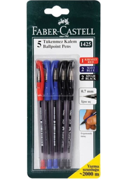 1425 Renkli Tükenmez Kalem 5li Tk.k