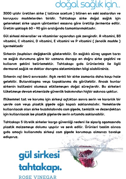 Gül Sirkesi 5 Litre