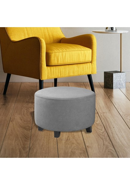 Küçük Yuvarlak Osmanlı Puf Ayaklık Çıkarılabilir Gri 48-55CM (Yurt Dışından)