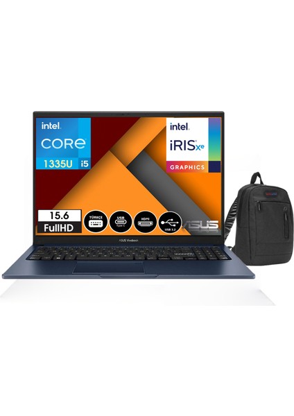 Vivobook X1504VA-NJ082 Intel I5-1335U 8 GB 2tb SSD 15.6" Dos Fhd Dizüstü Bilgisayar X1504VA-NJ08204+WEBLEGELSINÇANTA