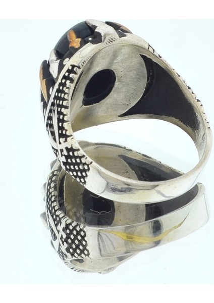 925 Ayar Gümüş Siyah Taşlı Kılıç Desenli Yüzük MOD49 modelleri