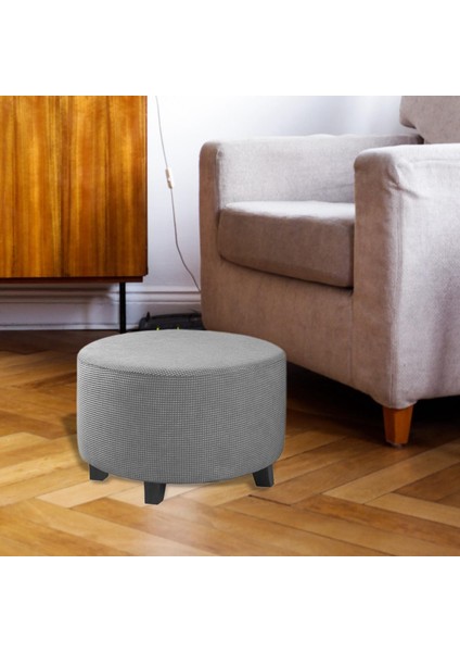 Küçük Yuvarlak Osmanlı Puf Ayaklık Çıkarılabilir Gri 48-55CM (Yurt Dışından)