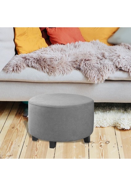 Küçük Yuvarlak Osmanlı Puf Ayaklık Çıkarılabilir Gri 48-55CM (Yurt Dışından)